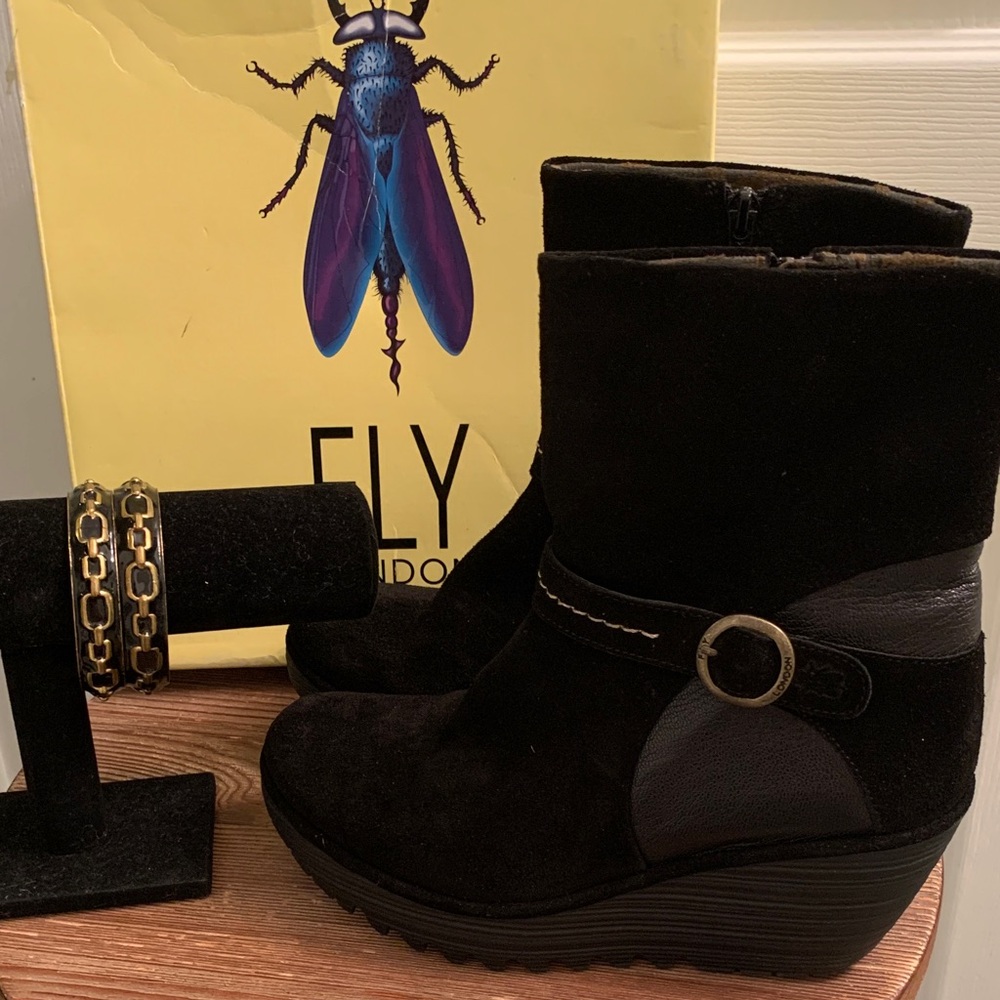 Fly London Women's Black Wedge Boots